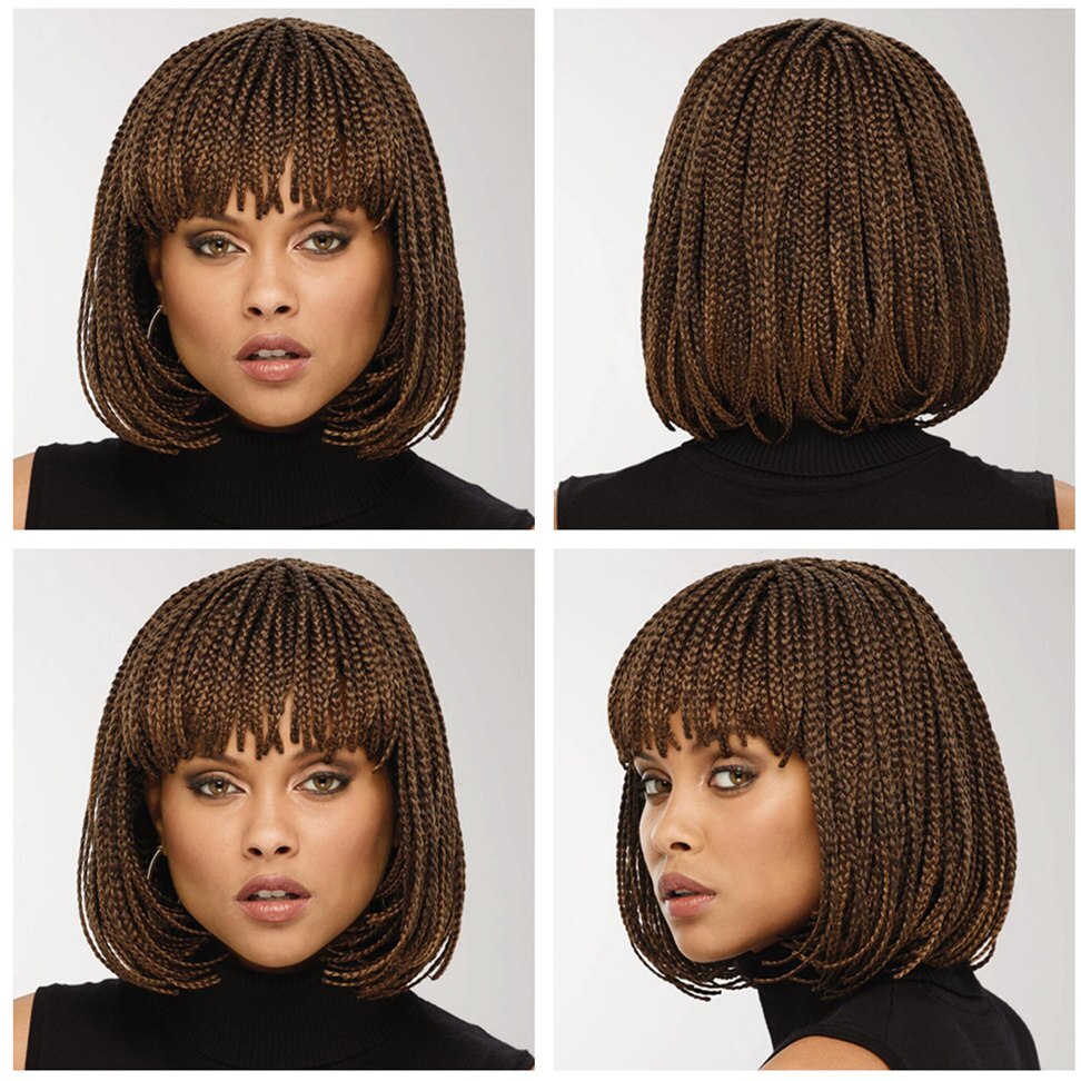 GURUILAGU Short Braided Box Braids Wigs For Black Women Synthetic Hair Headband Wig Women Braided Wigs African Natural Bob Wig: B2622