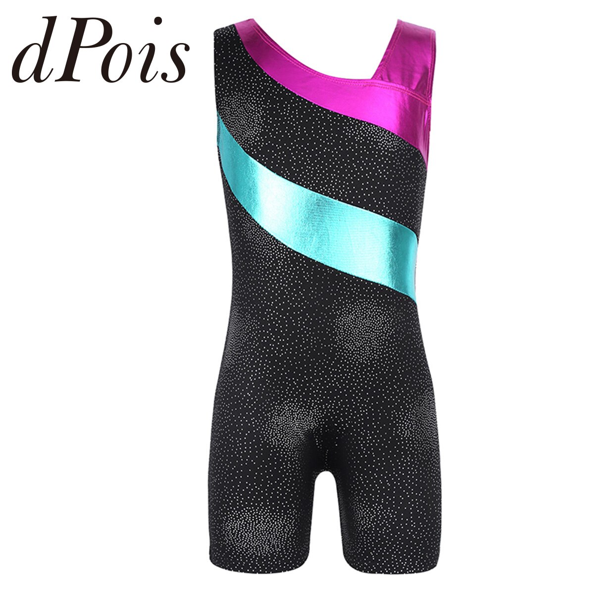 Kids Teens Sleeveless Patchwork Ballet Dance Leotards Gymnastics Leotard for Girls Childs Dance Jumpsuit Sports Unitard Bodysuit