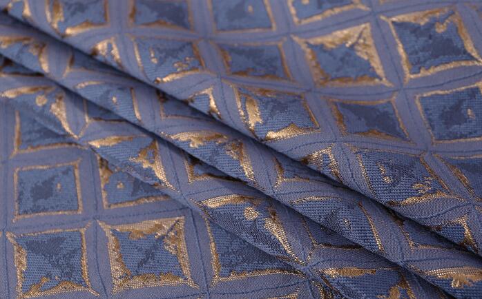 Geometri jacquard tekstil brokade polyester stoffer til pude og duge hjemmetekstiler: Lyseblå