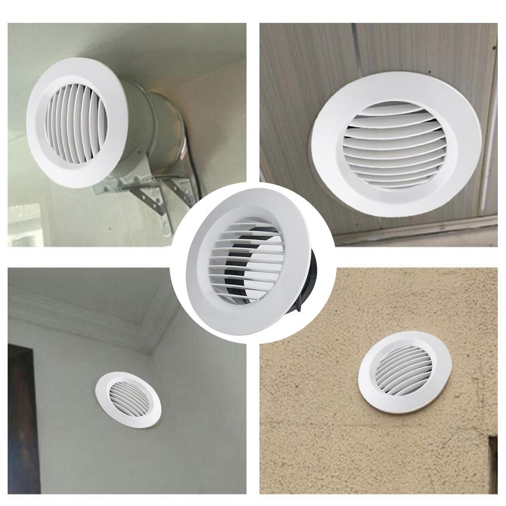 Round Air Vent ABS Louver Grille Cover White Soffit Vent With Built-in Fly Screen Mesh For Bathroom Office Kitchen Ventilation