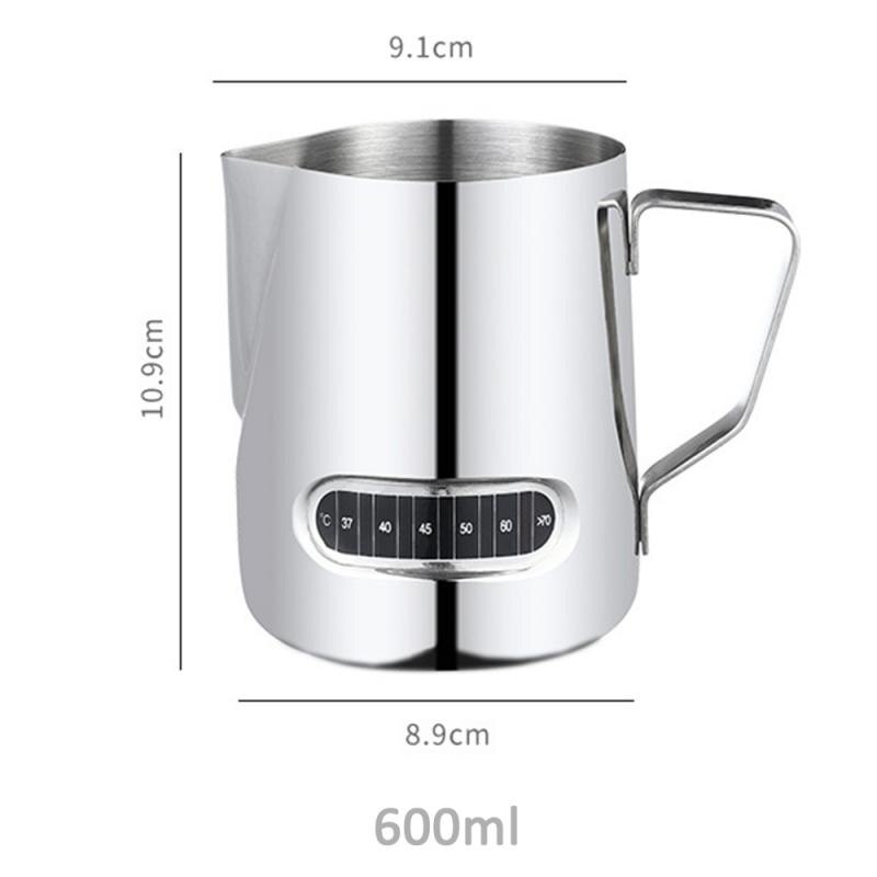 500Ml/17Oz Melk Kannen Rvs Melk Schuimen Kruik Met Thermometer Pull Bloem Cup Melk Pot Melk opschuimen Pijpje Pitcher