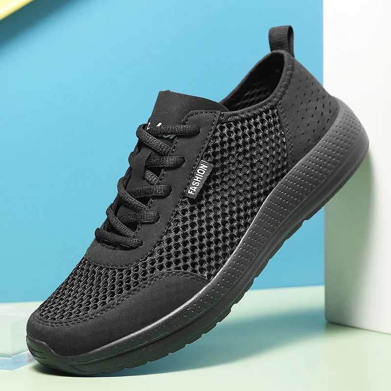 YRZL Herren-Laufschuhe, leicht, atmungsaktiv, modisch, schwarz, Luft-Sneaker, bequem, lässig, weiche Sohle, Sportschuhe für Herren
