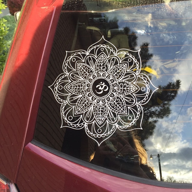 Classic Mandala Car Decal OM Mandala Sticker Yoga decal Boho Decor mandala Flower Decal wall sticker home decor living room A754