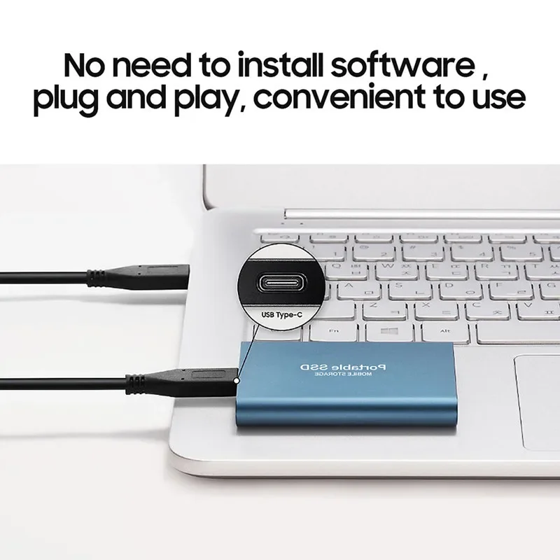 Tragbare SSD 1 TB/2 TB externe Solid-State-Laufwerk USB 3.0/Typ-C-Festplatte Hochgeschwindigkeits-Speichergerät für Laptops/Desktop/Mac/Telefon