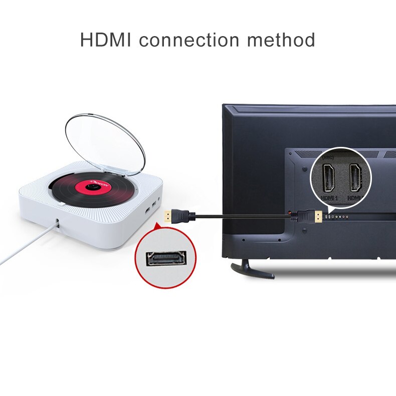 Wall Mounted CD Player Surround Sound FM Radio Bluetooth USB MP3 Disk Music Player Remote Control Stereo Home Speaker Portable