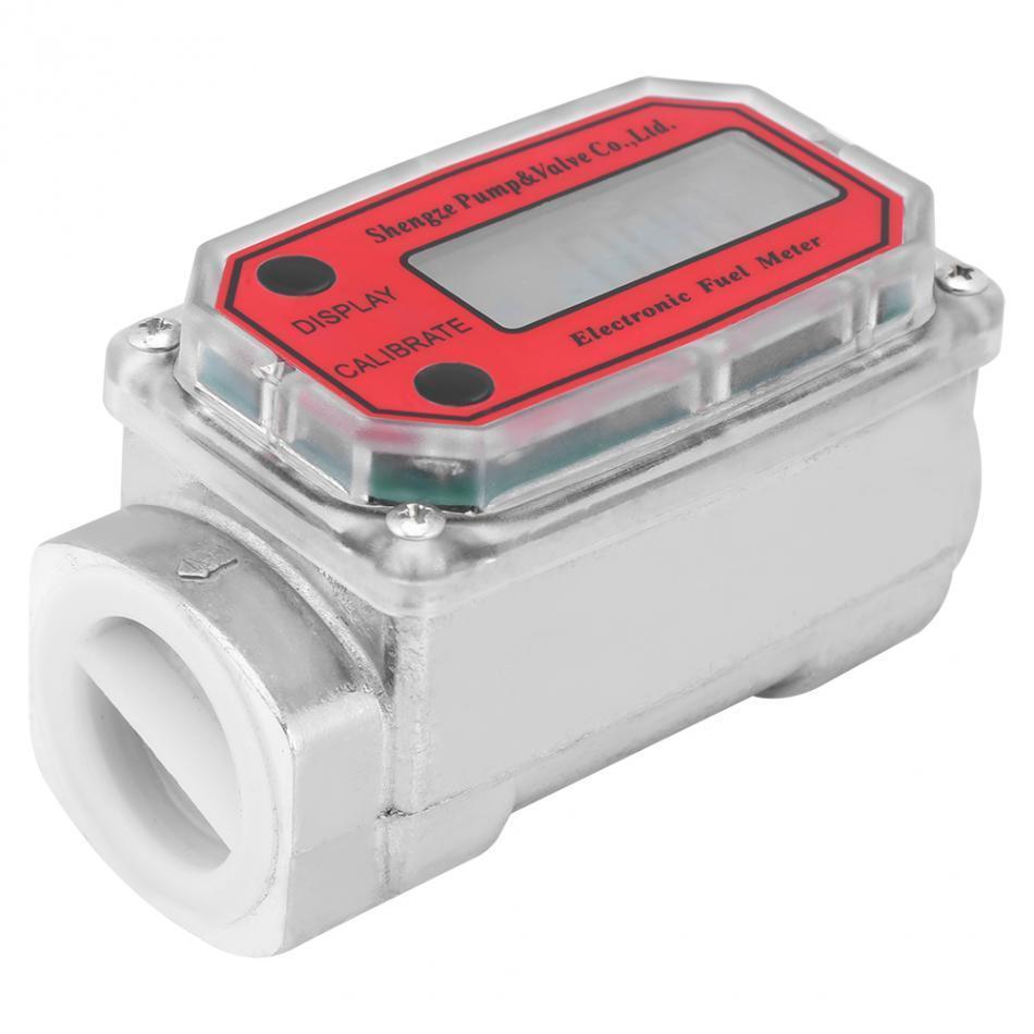 Digital Turbine Flowmeter 15-120l Diesel Fuel Flow Tester Npt Indicator Sensor Counter Liquid Water Flow Measure Tools