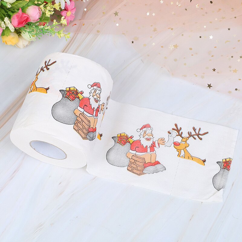 1Roll Jaar Kerstman Rendier Print Kerst Wc Papier Grandado