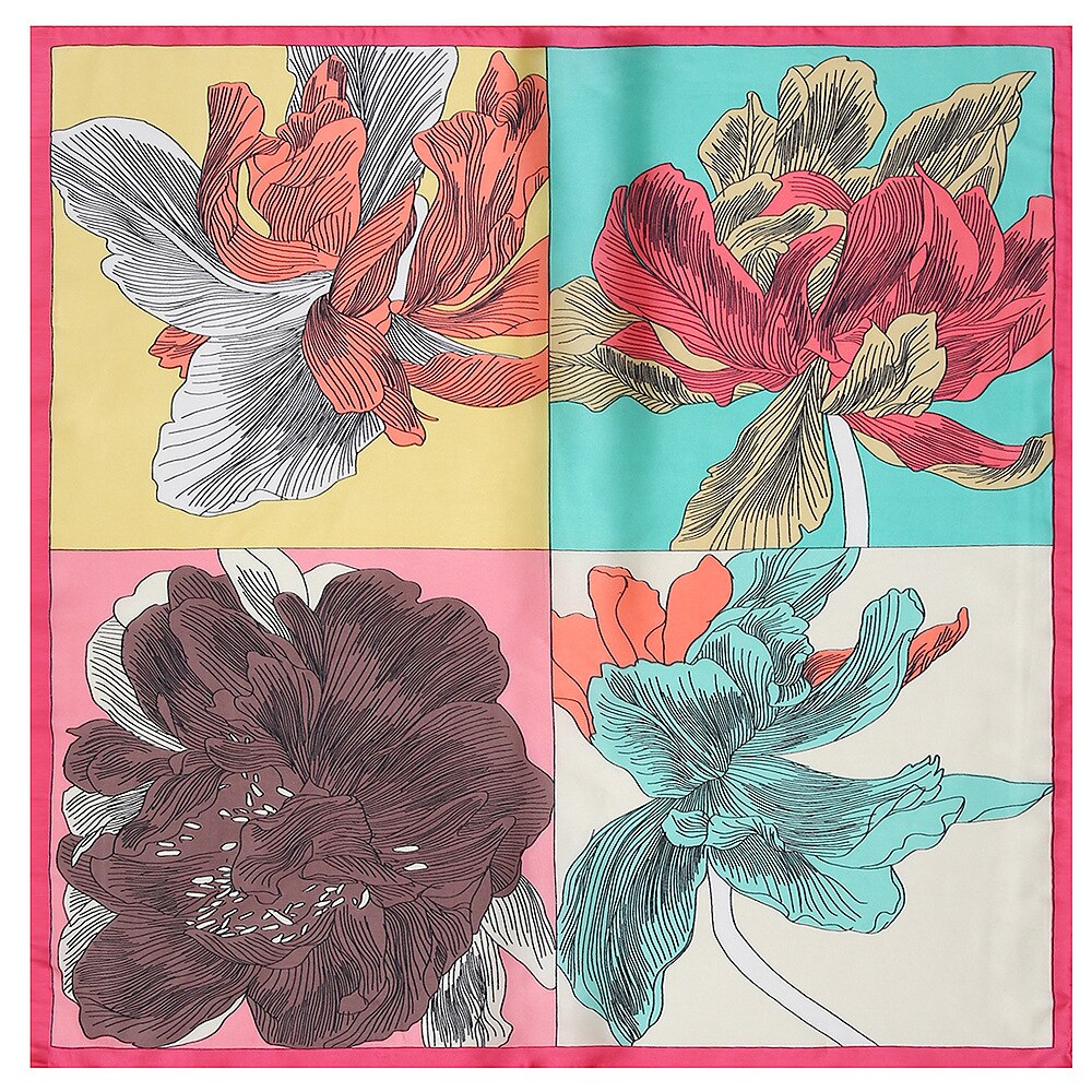 Matagorda sidenscarf 60cm kvinna sjalar blommönster dam halsduk huvudbonad huvudbonad krans liten halsduk: 2