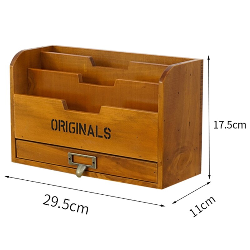 Solid Wood Retro Storage Cabinet Newspaper Books azine Box Newspaper Rack Folder with Drawer