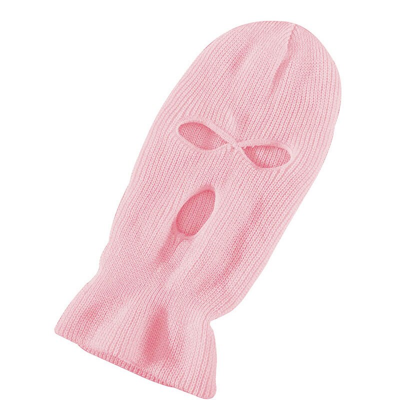 Máscara cortaviento de lana de tres agujeros, máscara para motocicleta, deportes al aire libre, esquí cálido, snowboard, pasamontañas a prueba de viento: light pink