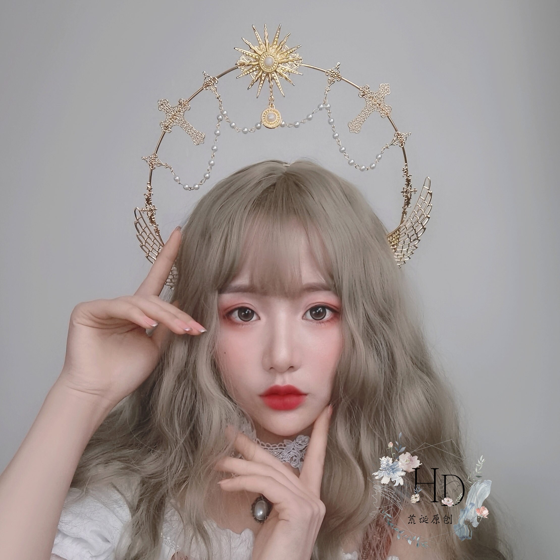 Lolita déesse Halo perle chaîne KC cheveux cerceau cheveux accessoire empereur Style politique Hanfu Lolita magnifique cheveux couronne Cosplay: Hair hoop