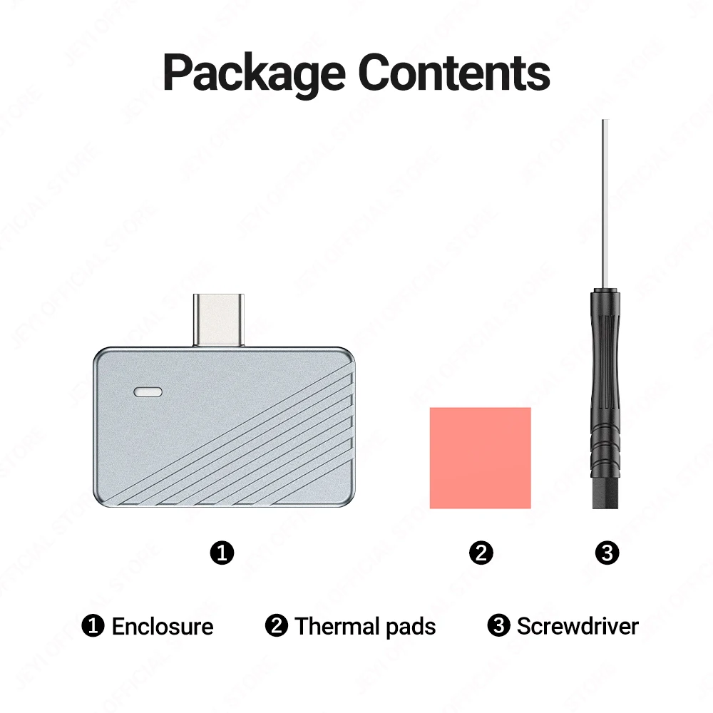 JEYI 2242 2230 M.2 NVMe Direct-attach SSD Enclosure, USB 3.2 10Gbps Direct USB-C Plug Aluminum M2 Enclosure Supports UASP TRIM