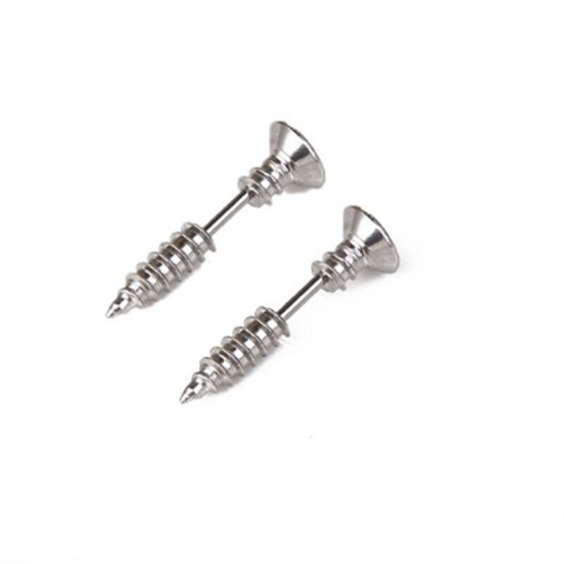 Punk Stijl Schroef Oorstekers Rvs Stud Oorbellen Mannen Vrouwen Accessoires Locomotief Rock Body Piercing Sieraden Unisex: Steel