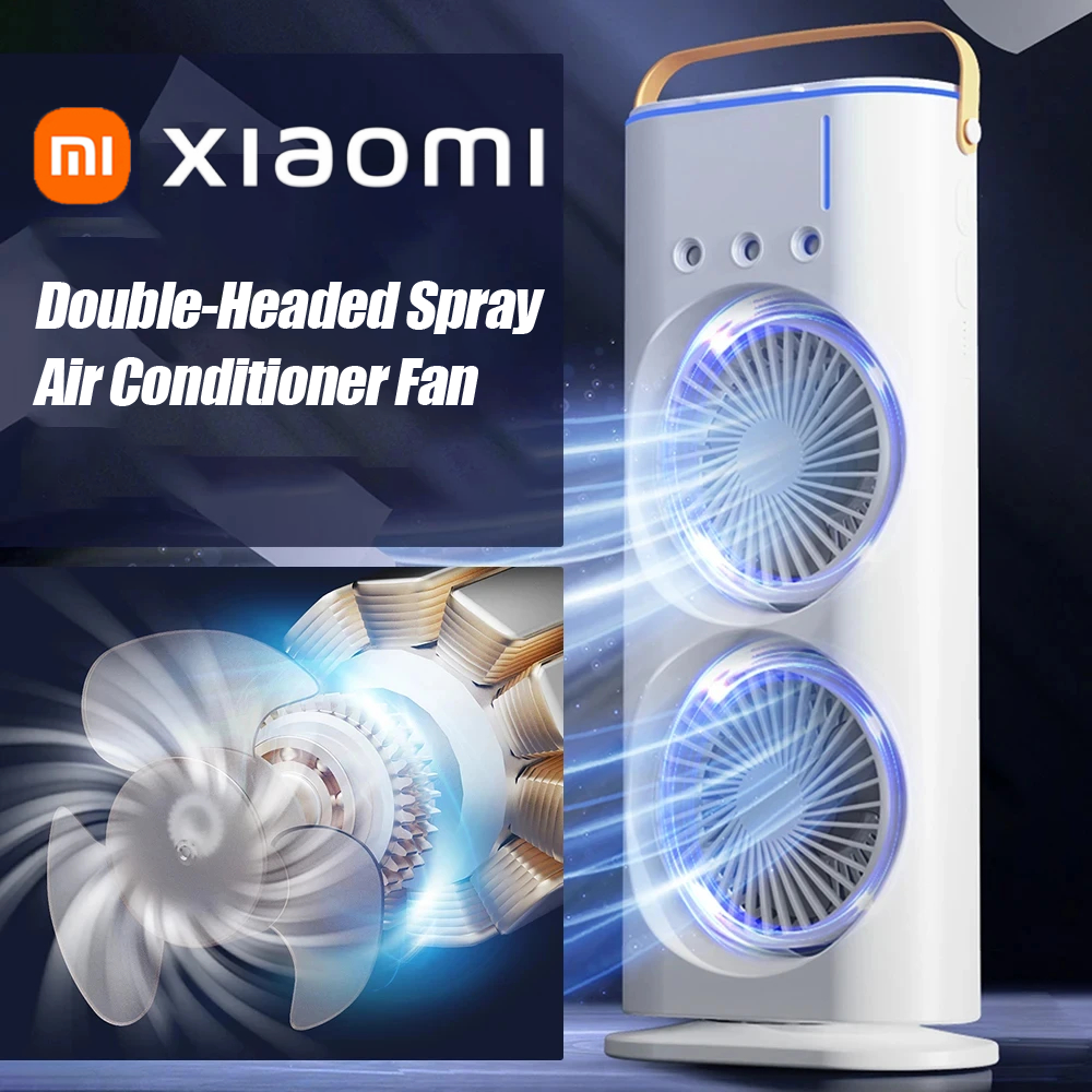 Xiaomi Spray Air Conditioning Fan Double-head Refrigeration Fan Household Portable Cooling Fan Desktop Electric Fan With Light