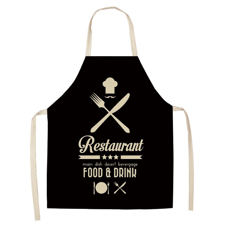 1pcs Kitchen cotton and linen aprons, monogrammed black and white patterned aprons, sleeveless aprons, cooking and baking tools: ILW-0002-08