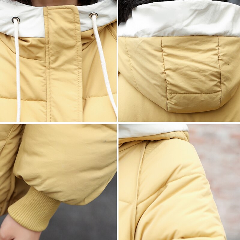 Chaqueta de Invierno para Mujer de con capucha cálida gruesa acolchada prendas de vestir femeninas abrigo corto Parka para Mujer Invierno