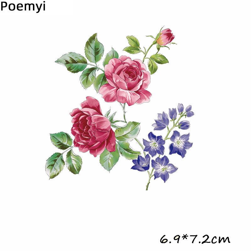 Poetyi smukke blomster diy jern på pletter til tøj varmeoverførsel tilbehør patch termisk klistermærke på tøj applikeret q: Zt0014