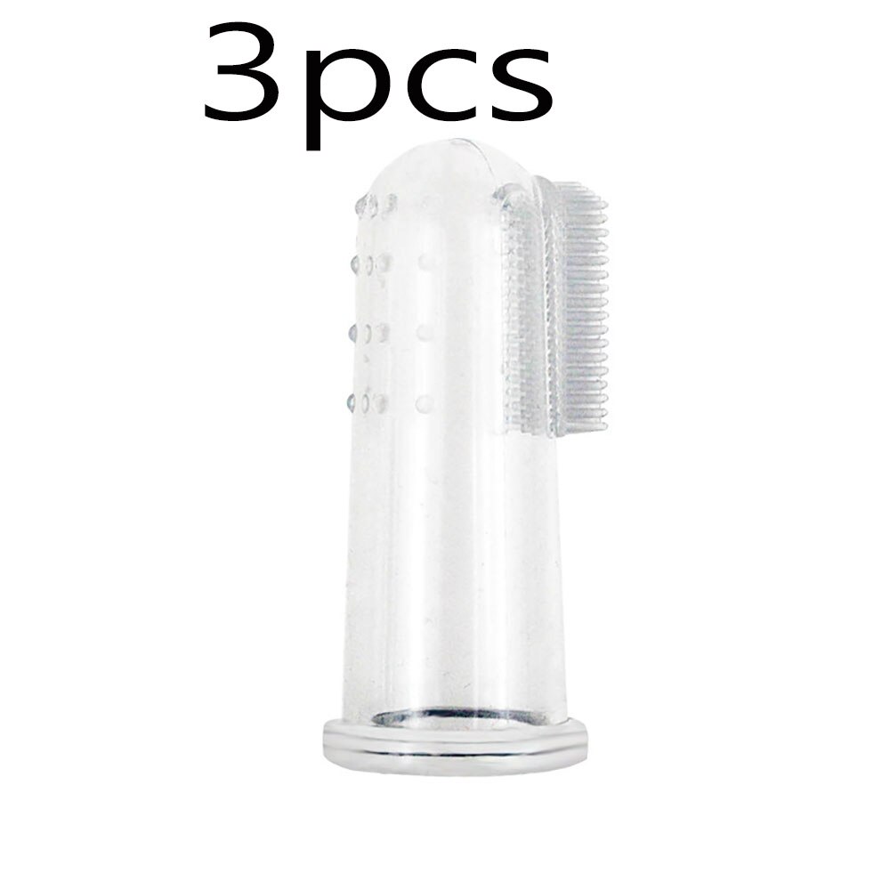 Super weiche haustier finger zahnbürste katze und hund pinsel mundgeruch zahnstein dental care werkzeug hund katze reinigung silikon pet liefert: Transparent 3pcs
