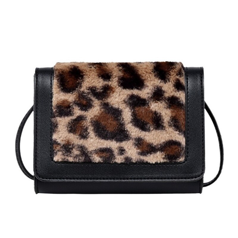 Bolso Casual de con asa para mujer, bolso grande en 7 colores, con borla de cuero: Leopard black 4