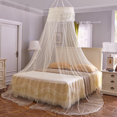 Princess Free Installation of Mosquito Nets Encryption Anti-mosquito Heightening Round Ceiling Dome Mosquito Tent: yellow