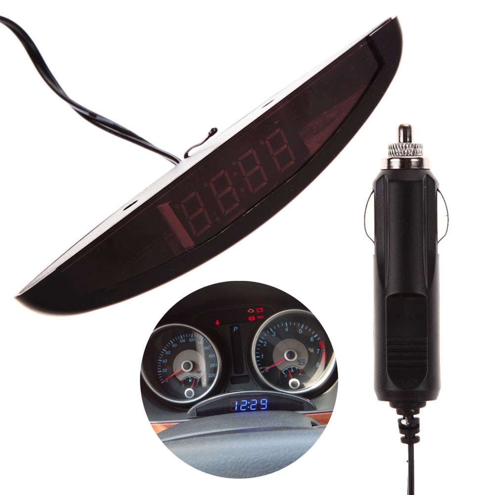 VODOOL Automobile Clock Auto 2 In 1 Multifunction Car Clock Electronic Clock with 12V LED Digital Thermometer Voltmeter Car