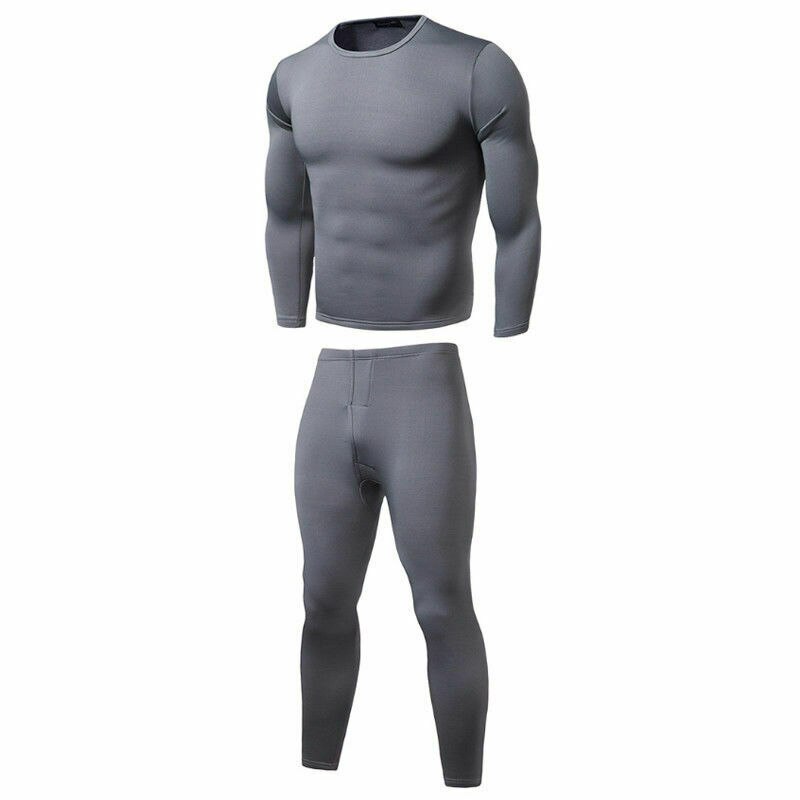 Men Autumn Winter Warm Velvet Inner Wear Thermal Underwear Long Johns Pajama Set Male Solid Warm Winter Long Underwear Set