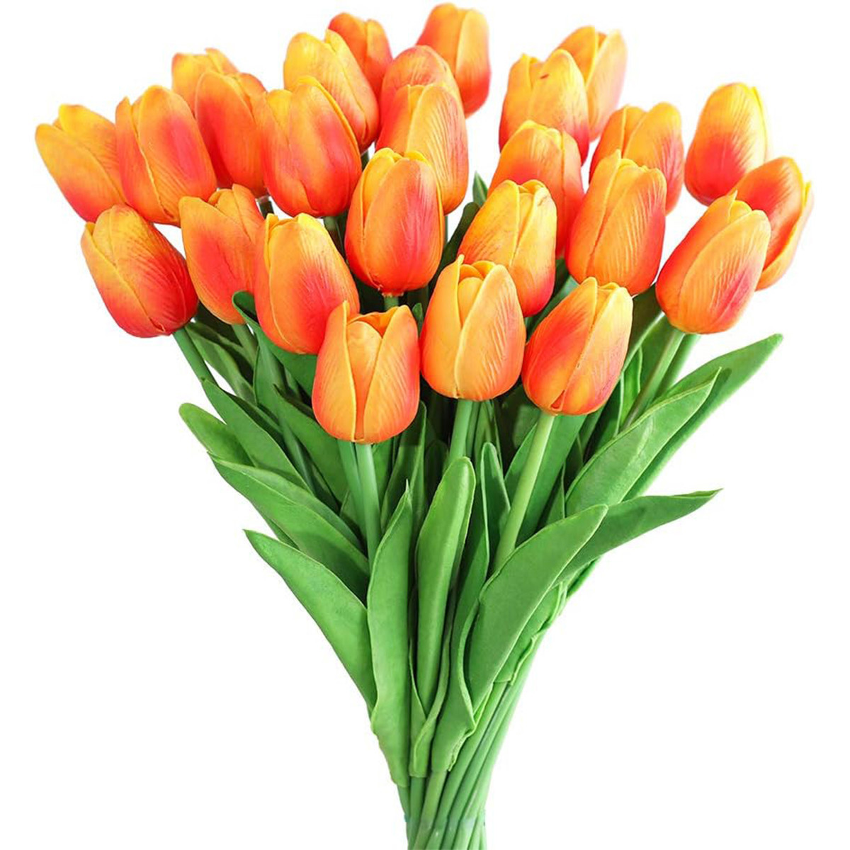 10 Uds flor Artificial tacto realista tulipán álbum de recortes florero decoración del hogar boda jardín arco guirnalda ramo del día de la madre diy: Naranja