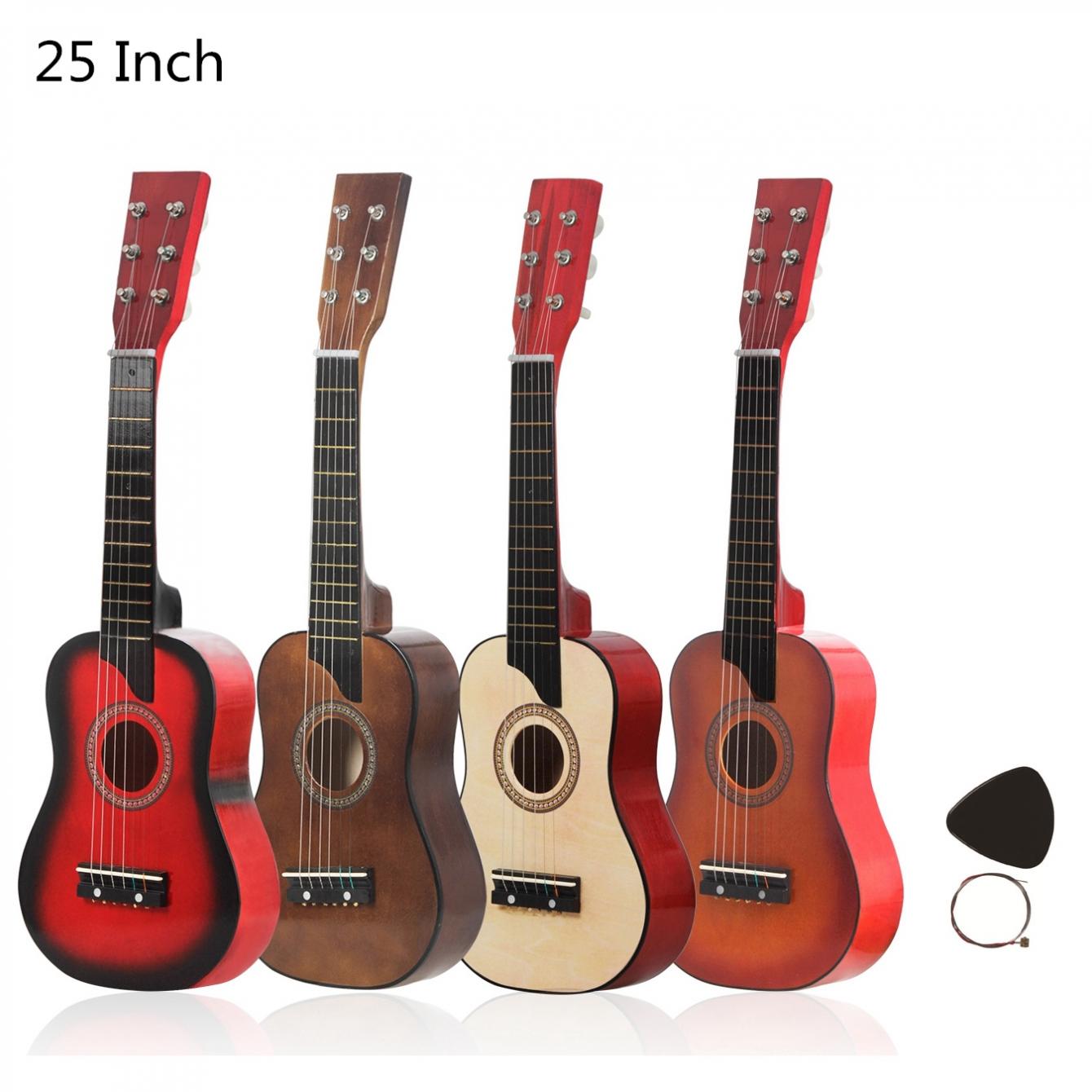 Akustisk Gitarr - 25 Tum Basswood - 12 Band - 6 Strängar - Leksakgitarr för Barn & Nybörjare