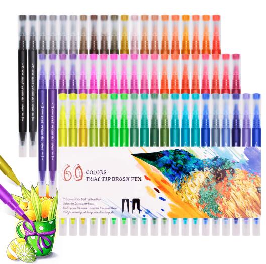 Aquarell Marker Waschbar Stift Skizzieren Malerei Dual Pinsel Pen-Set Weichen Permanent Marker 48 60 72 100 Farben Für Kunst zeichnung: 60 Colors