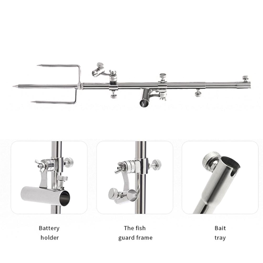 3in1 Stainless Steel Wild Fishing Rod Bracket Multifunctional Ground Support Fishing Rod Stand Pole Folding Holder
