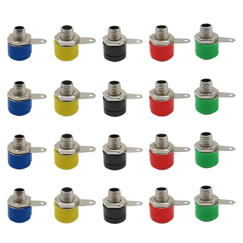 20 piezas conector hembra con conector Banana de 4mm, terminales de Panel de altavoz, adaptador de enchufe Banana en 5 colores: Castaño