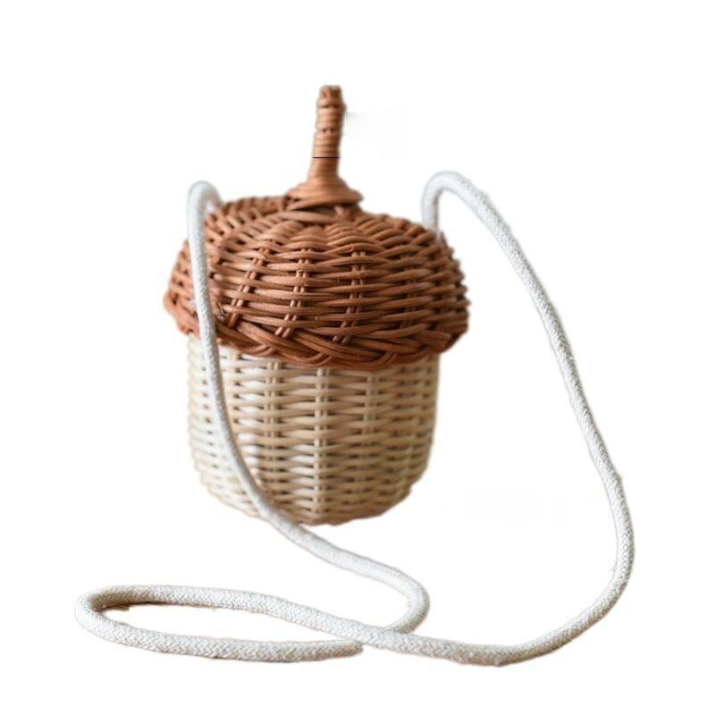 Cute Baby Mini Purses Summer Straw Crossbody Bags for Girls Small Coin Pouch Kids Rattan Wallet Boy Clutch Bag