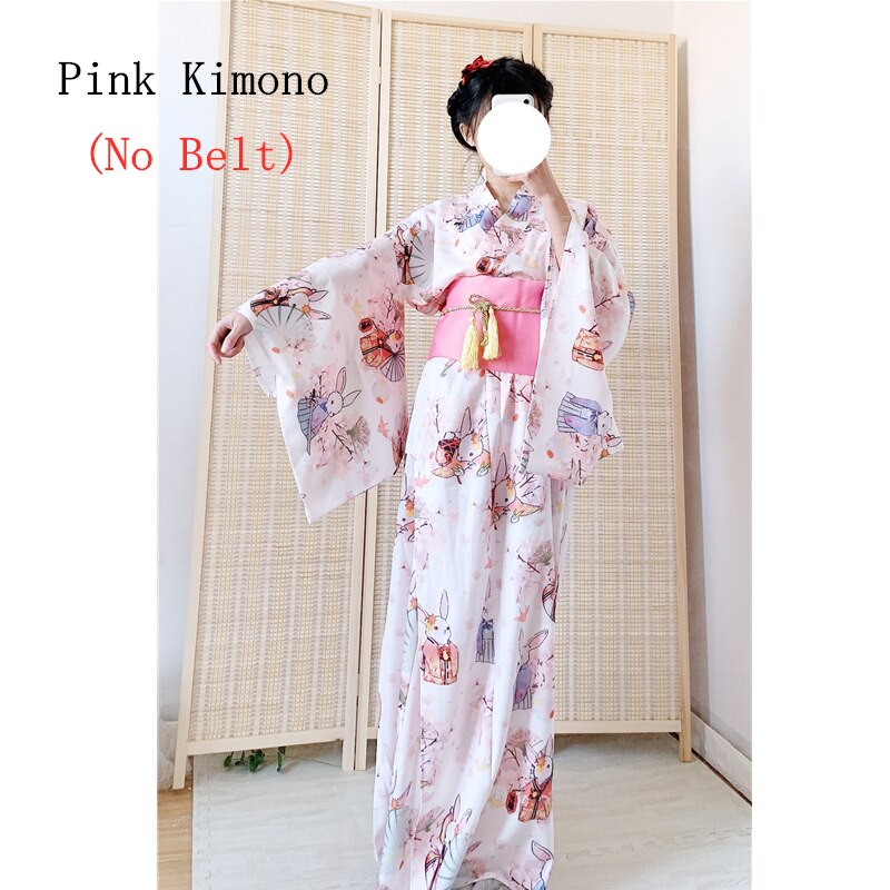 Vestido Kimono tradicional japonés para mujer, Kimono Oriental Yukata para Festival de Año , disfraces de Cosplay Vintage Obi: Color3 No Belt