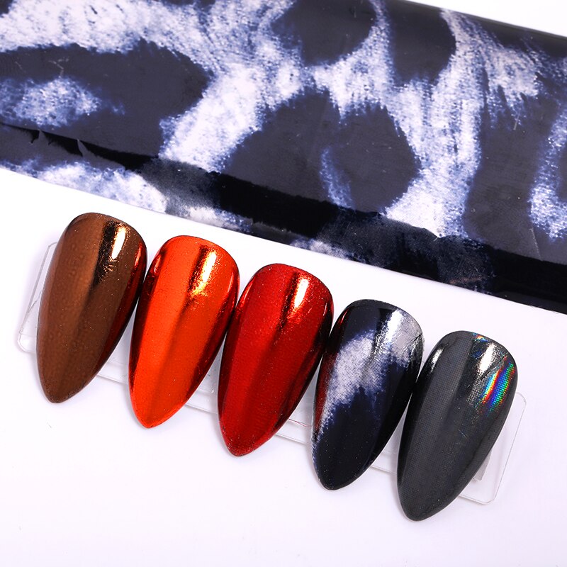 4*100 1 Roll Zwart Rood Spiegel Leopard Nail Folie Transfer Sticker Polish Nail Art Decoratie Mooie Patroon Nail arts