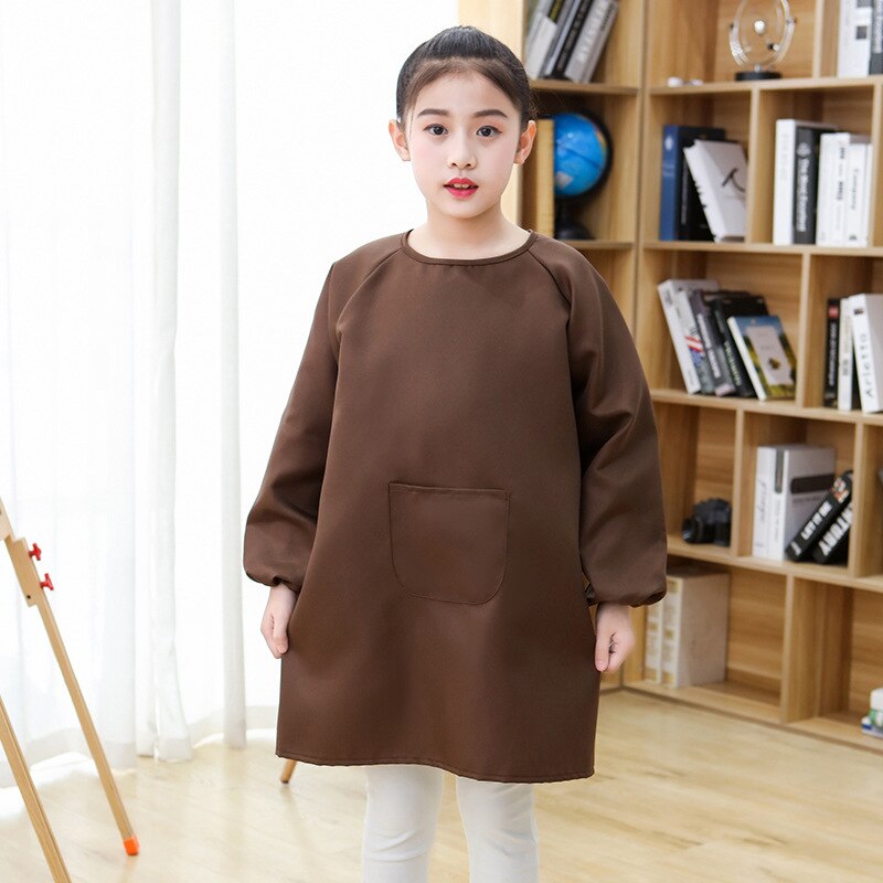 Children's Painting Drawing Clothes Polyester Breathable Smock Kindergarten Kids Long-Sleeve Aprons Print Logo