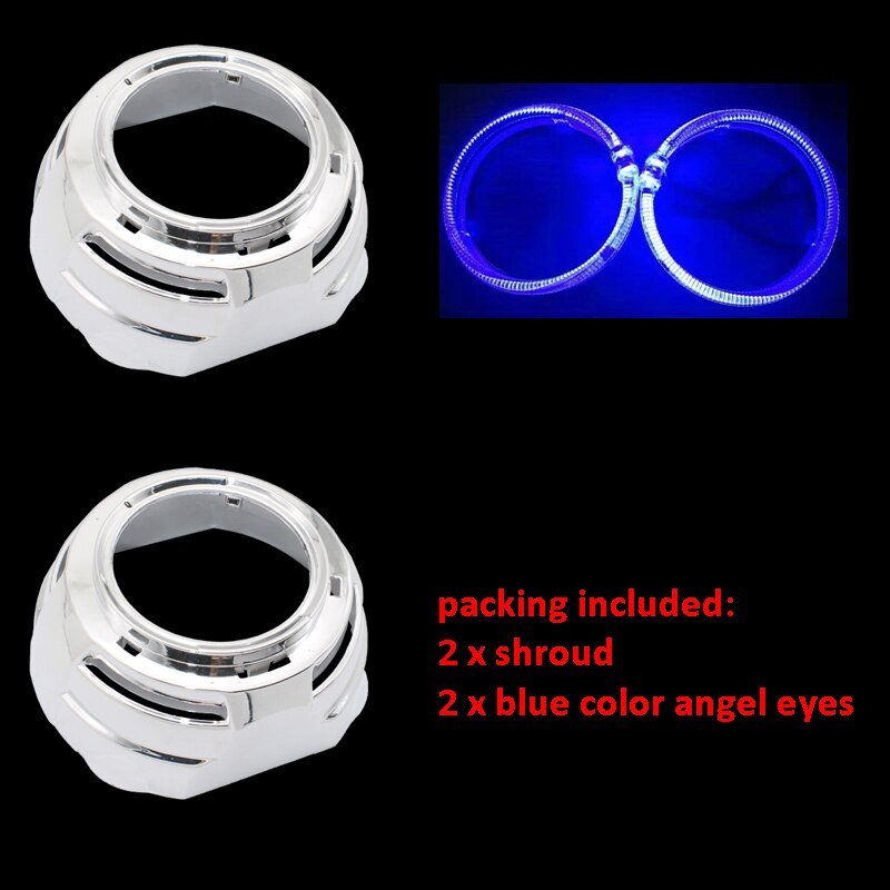 TAOCHIS 3.0 inch Bi-Xenon Projector Lens Shroud With Light Guide Angel Eyes Headlights for bi led Projector Lens: blue