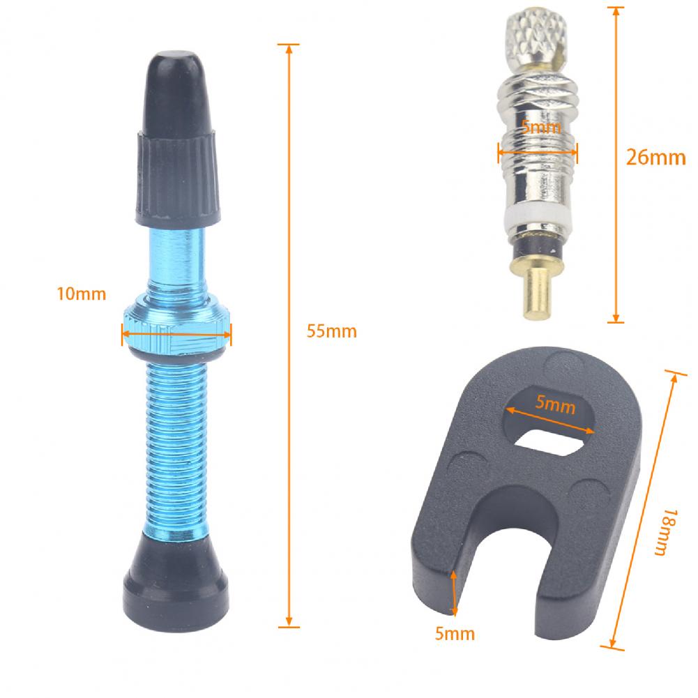 2 Stuks 40Mm Fietsen Tubeless Ventiel Aluminium Tire Ventiel Kit Met Removal Tools Voor Racefiets fiets Accessoires