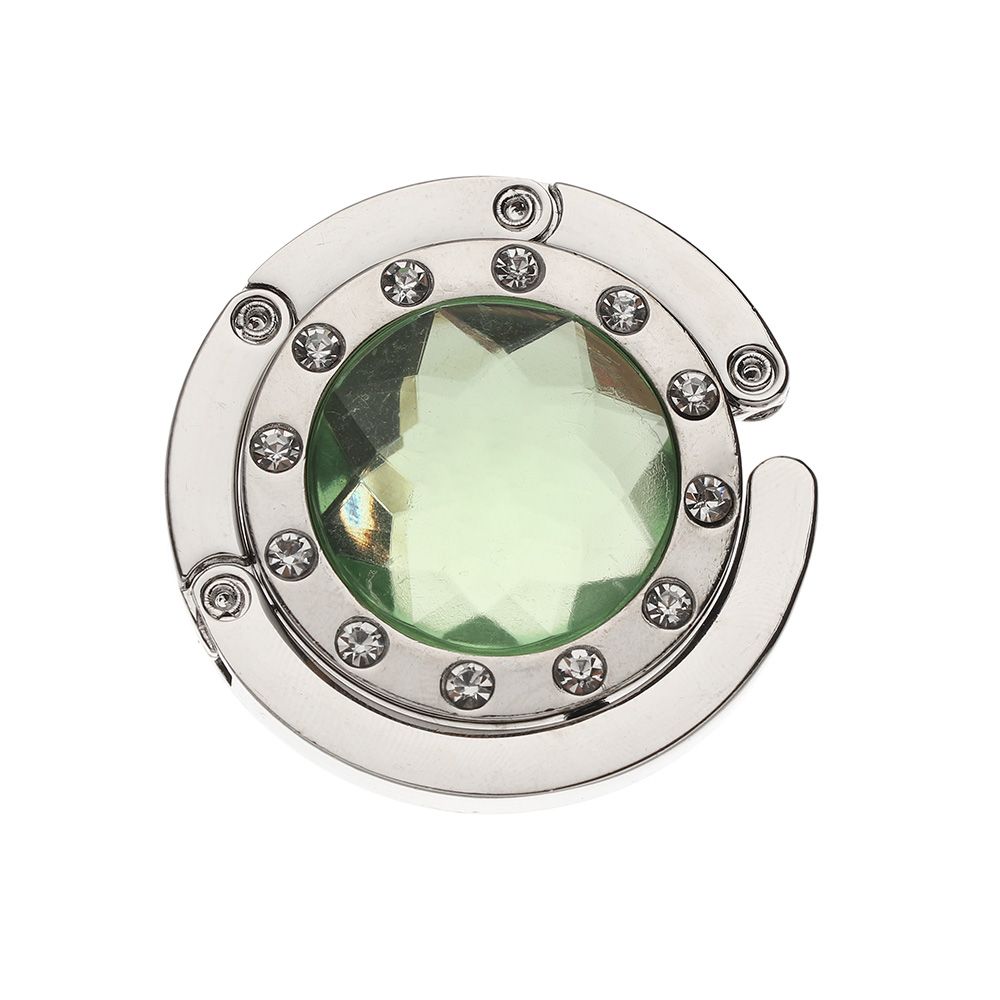 Gancho plegable de Metal portátil para bolso, colgador de mano de diamante, gancho para mesa colgador para mesa, ganchos de escritorio: green