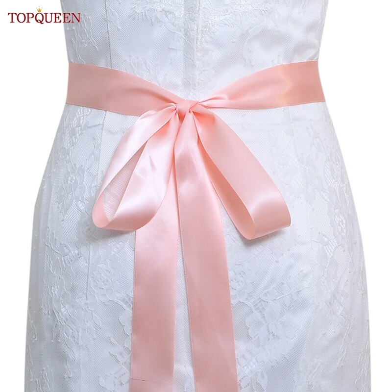 TOPQUEEN S419-G Jahrgang Blumen- Hochzeit Gürtel Smaragd Mutterschaft Schärpe Strass Blume Hüftgürtel Für Braut Kleid Kleid Applikationen: Jahrgang Rosa  Schleife