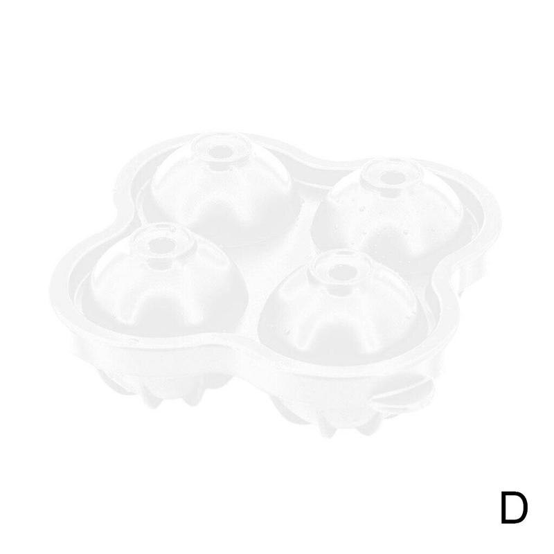 Spherical Ice Cube Tray 4 Cubes Silicone Ice Cube For Ice Maker With Cold Whiskey Cocktail Party Drink Lids mold Y7Y8: One-size-white