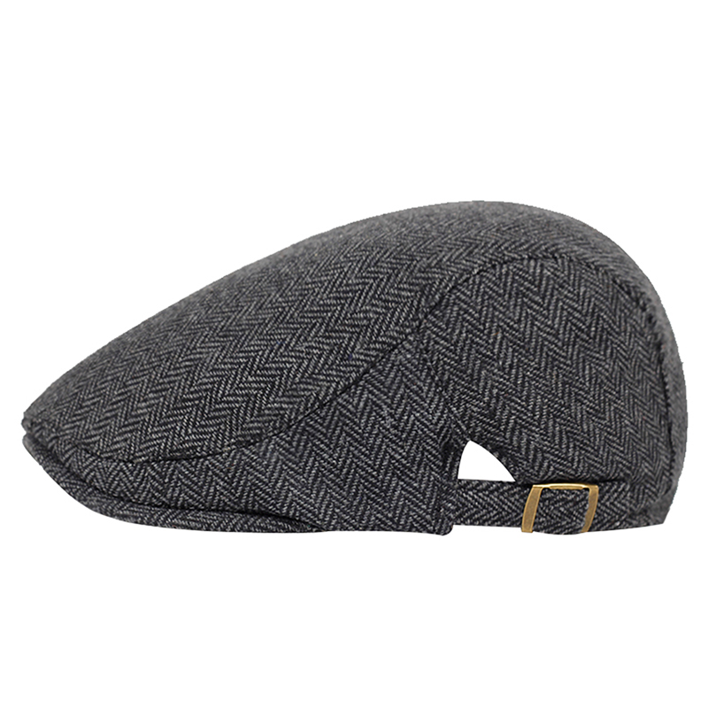 vew Retro Newsboy Caps Men Octagonal Hats Black British Painters Hats Autumn Winter Berets Herringbone Flat Caps: Dark Grey