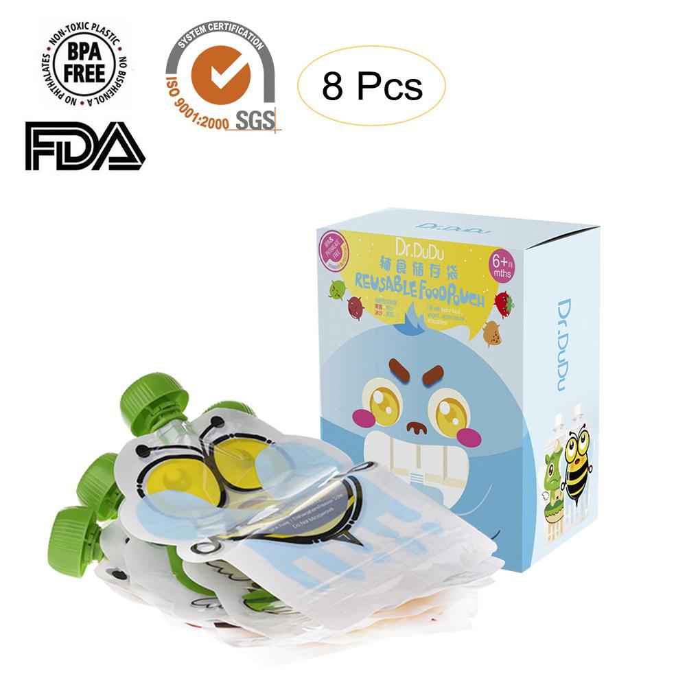 Pochette de stockage pour aliments pour bébés 148ml, 8 pièces, pochette Portable sans BPA réutilisable scellé, pochette de stockage pour aliments complémentaires de purée faite maison