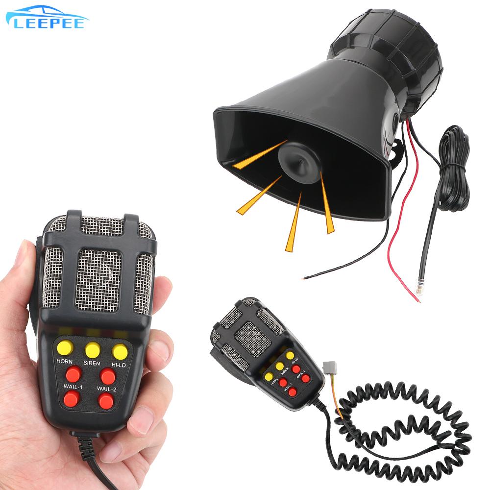 12V Car Horn Police Siren Air Horn Mic PA System Emergency Amplifier Hooter 100W Speakers Loud Car Warning Alarm Megaphone Tone
