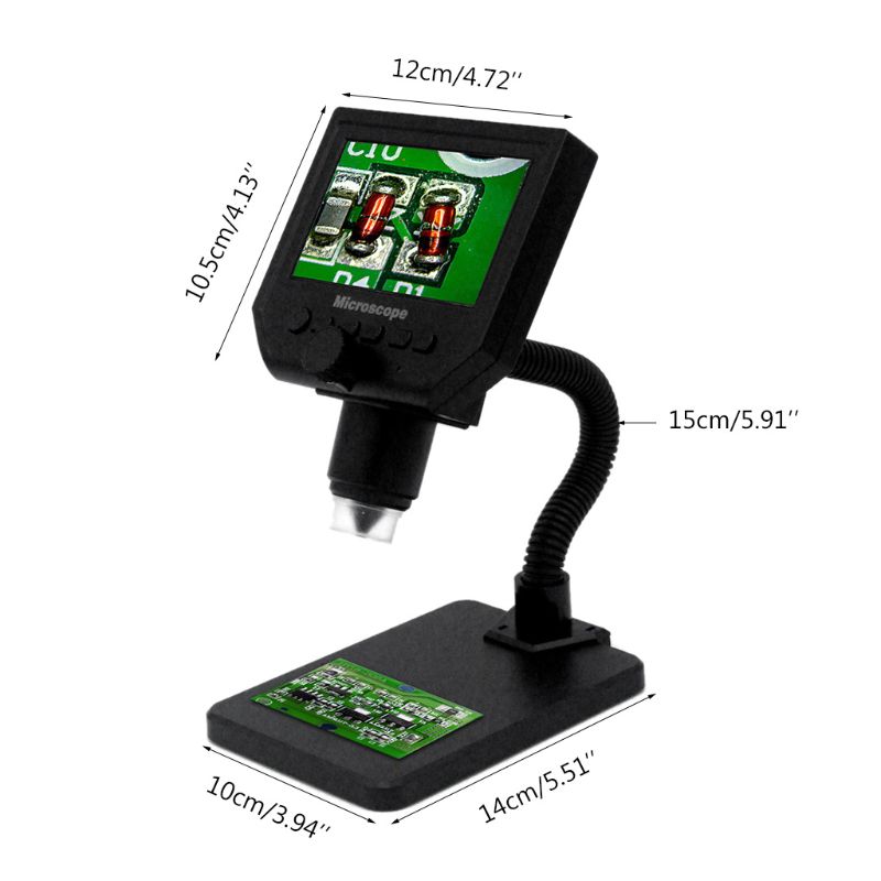 G600+ 600X HD 3.6MP 8 LED Portable LCD Digital Microscope 4.3" Electronic HD Video Microscopes Endoscope Magnifier Camera