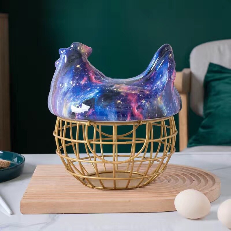 Poignée porte-œuf en céramique, poulet en métal, ornement de maison, boîte de rangement de fruits, panier de rangement en osier pour organisateur de cuisine: 14