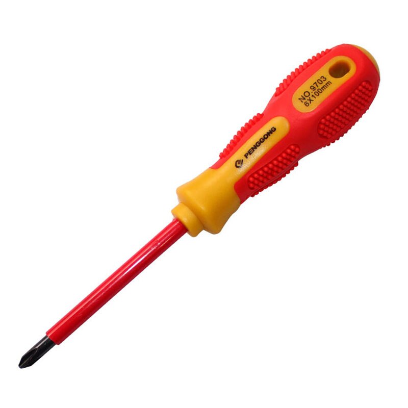 1 stuks geïsoleerde schroevendraaier met spanningsbestendigheid, 1000v precisie magnetische sleufschroevendraaiers voor elektriciens, handgereedschapset