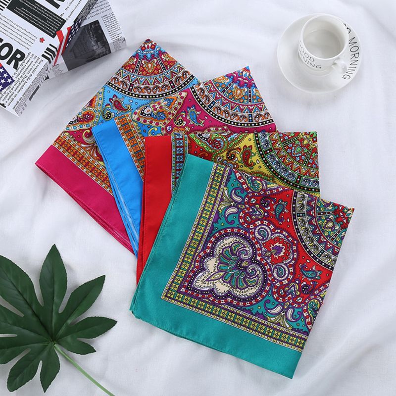 Pañuelo de estilo étnico para hombre y mujer, pañuelo cuadrado con estampado Floral, colorido brillante, estilo Punk, Hip Hop, ciclismo y baile