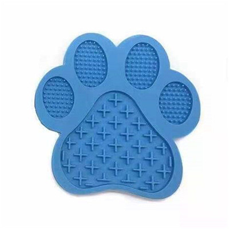 Silicone Dog Licking Sucker Pad mat Cat Lick Placemat Bath Buddy Slow Food Sucker Pad Pet Supplies Automatic Feeder: Blue