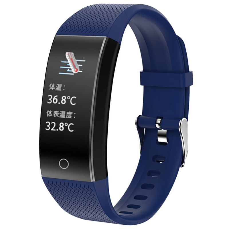 Smart Bracelet Body Temperature Watch Fitness Tracker Bracelet IP68 Waterproof Sport Pedometer Fitness Bracelet Blood Pressure: Blue