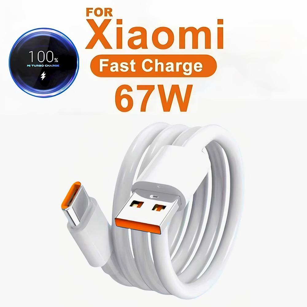Cargador Rápido USB-C 67W Para Xiaomi - Incluye Cable 2m, Compatible Con Redmi, Poco Y Más